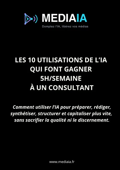 Couverture du guide Les 10 utilisations de l'IA pour consultants